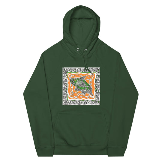 Celtic Salmon Zodiac Unisex eco raglan hoodie